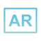 Blaues AR-Logo in einem rechteckigen Rahmen