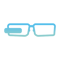 Stilisierte blaue Brille mit rechteckigen Gläsern